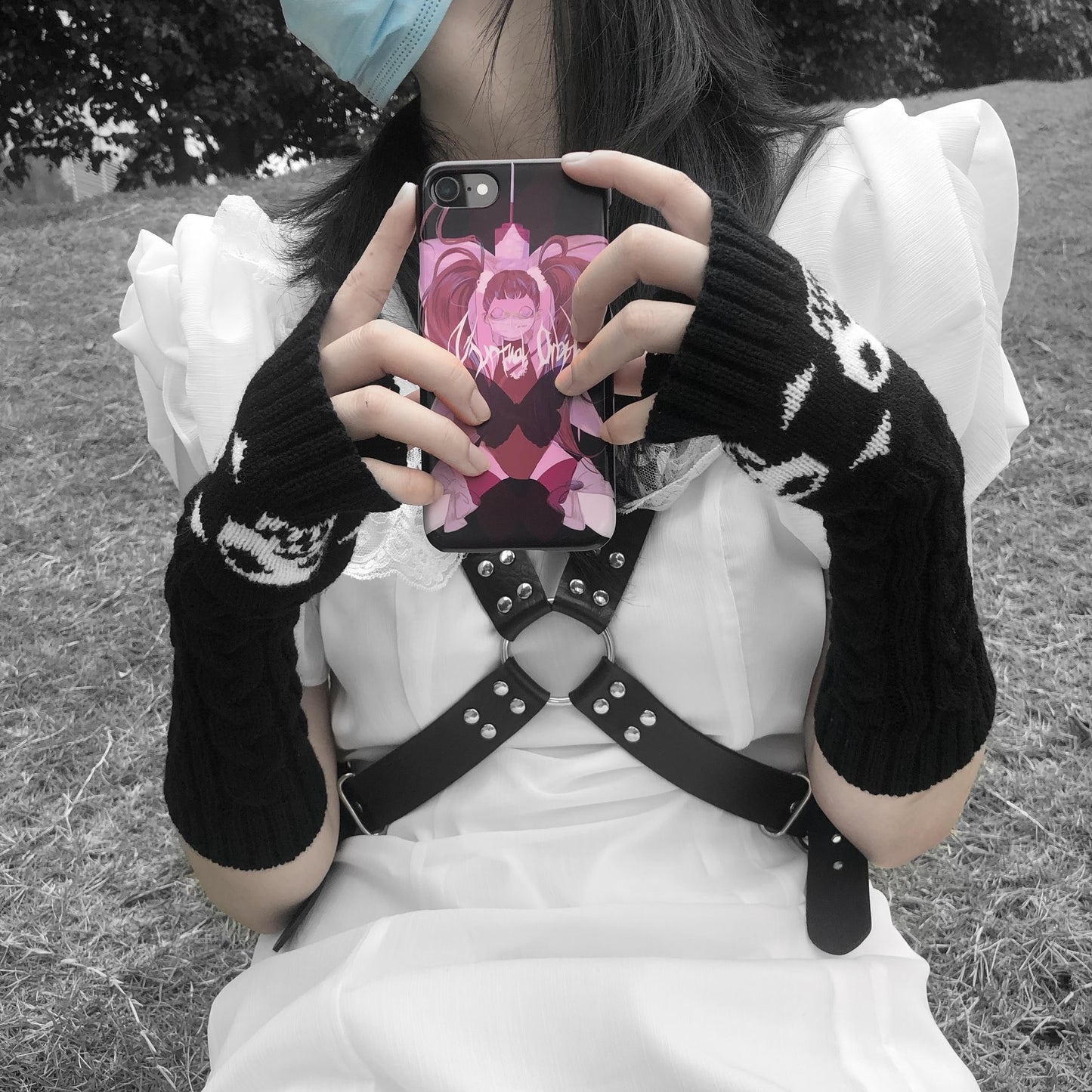 Skull Fingerless Gloves