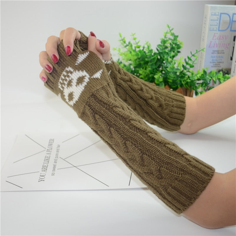 Skull Fingerless Gloves