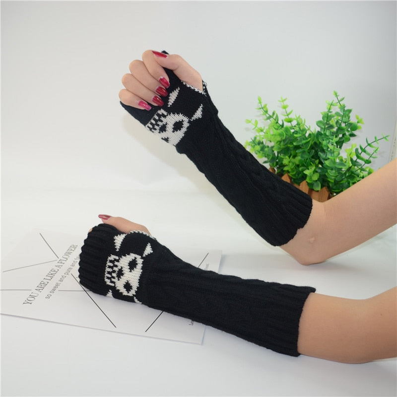 Skull Fingerless Gloves