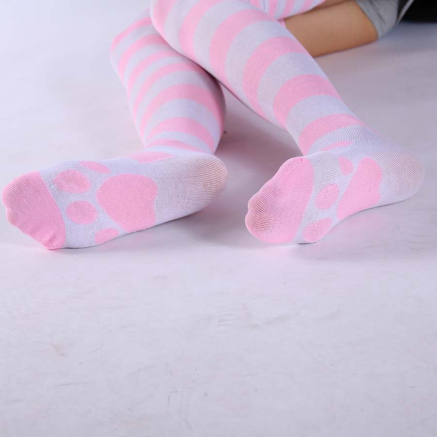 Striped Pawprint Socks
