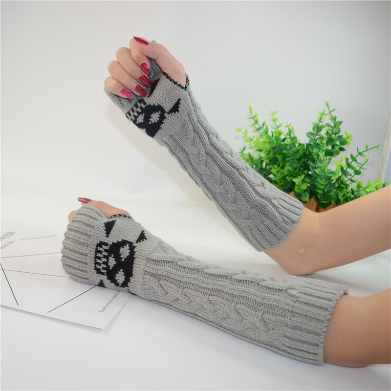 Skull Fingerless Gloves