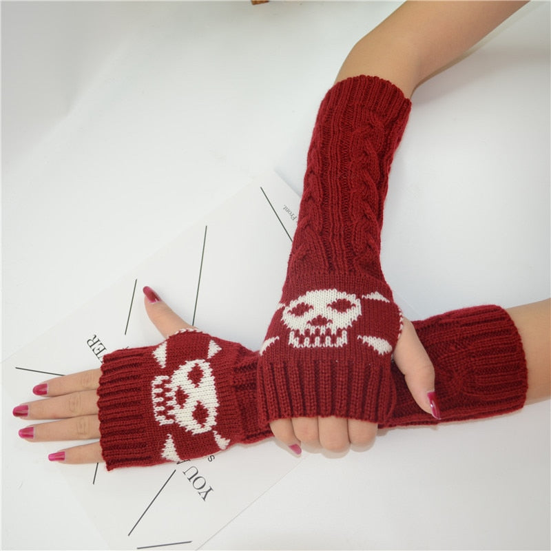 Skull Fingerless Gloves