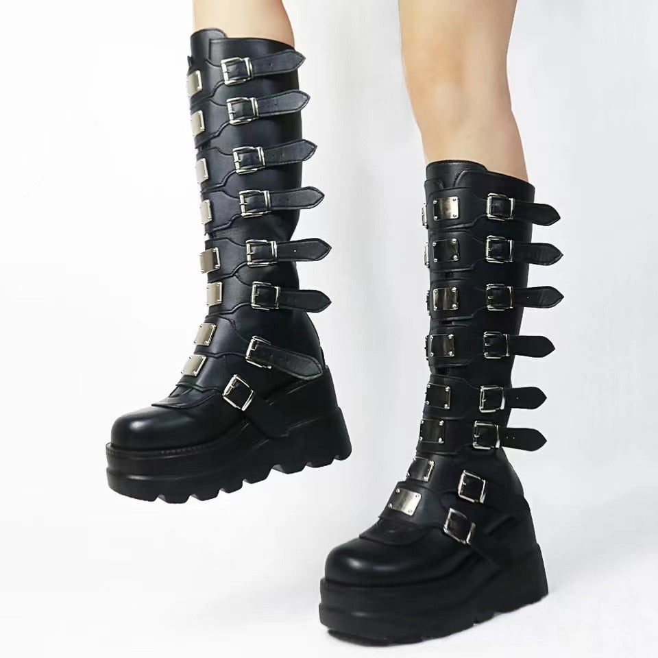 Knee High Buckle Boots