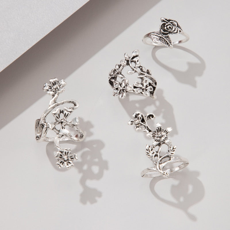 4 Floral Rings