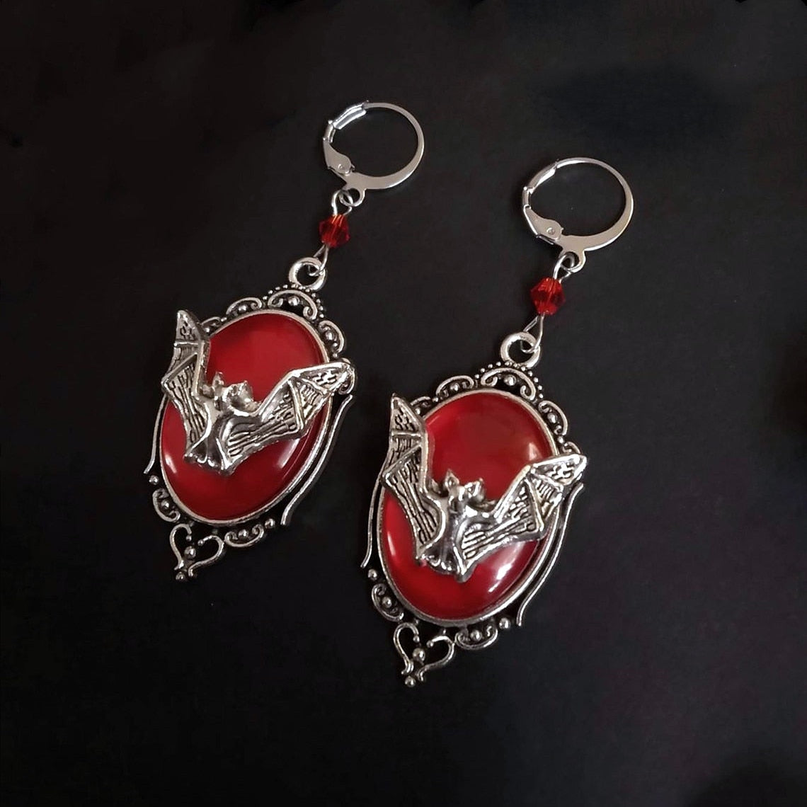 Bat Cameo Earrings