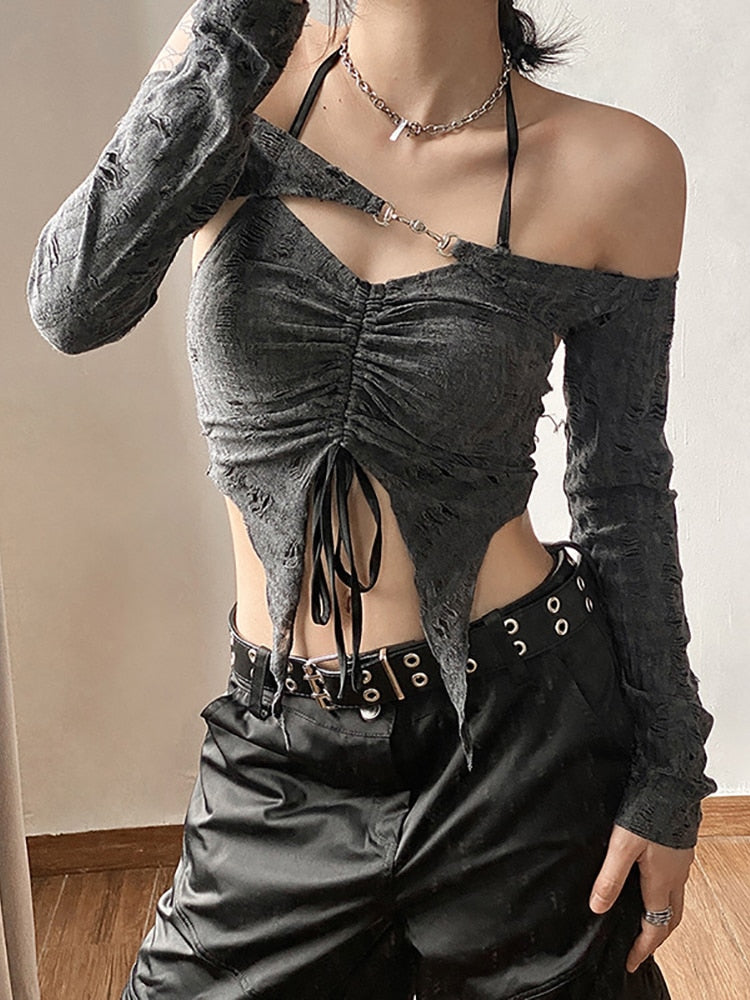 Grey Grunge Top