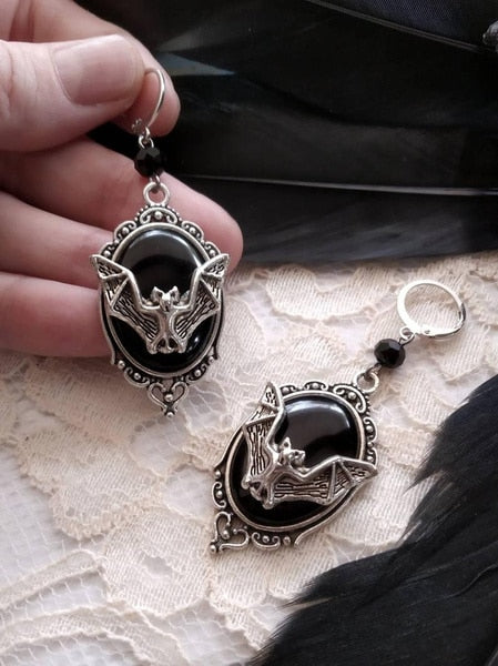 Bat Cameo Earrings