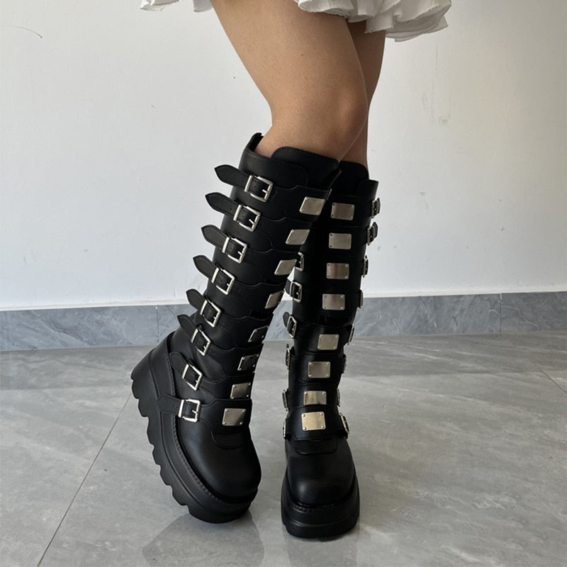 Knee High Buckle Boots