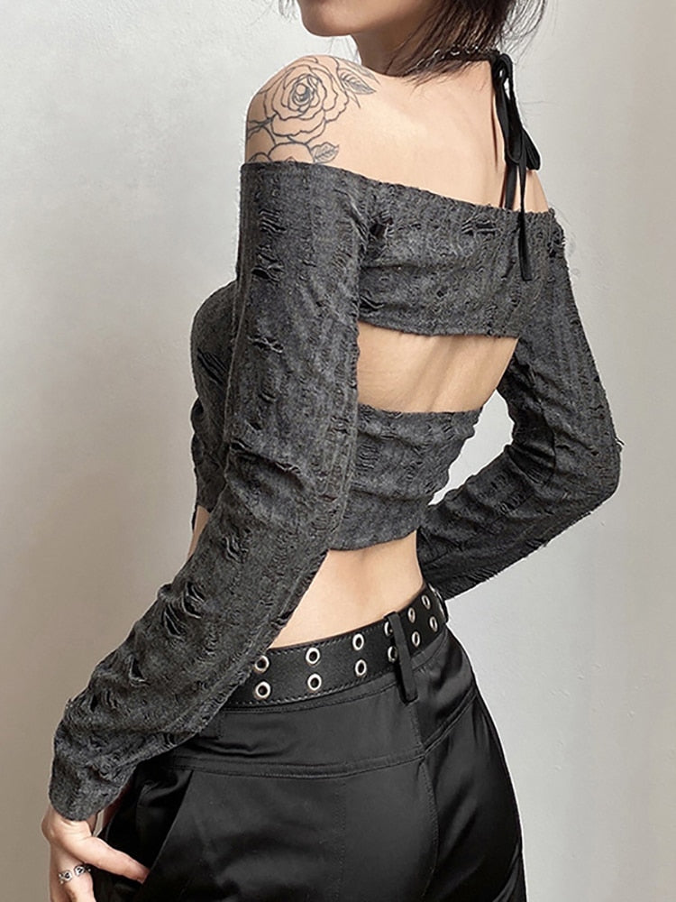 Grey Grunge Top