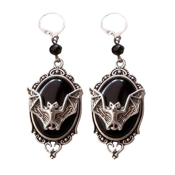Bat Cameo Earrings