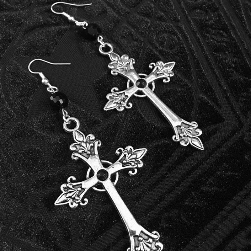 Black Cross Earrings
