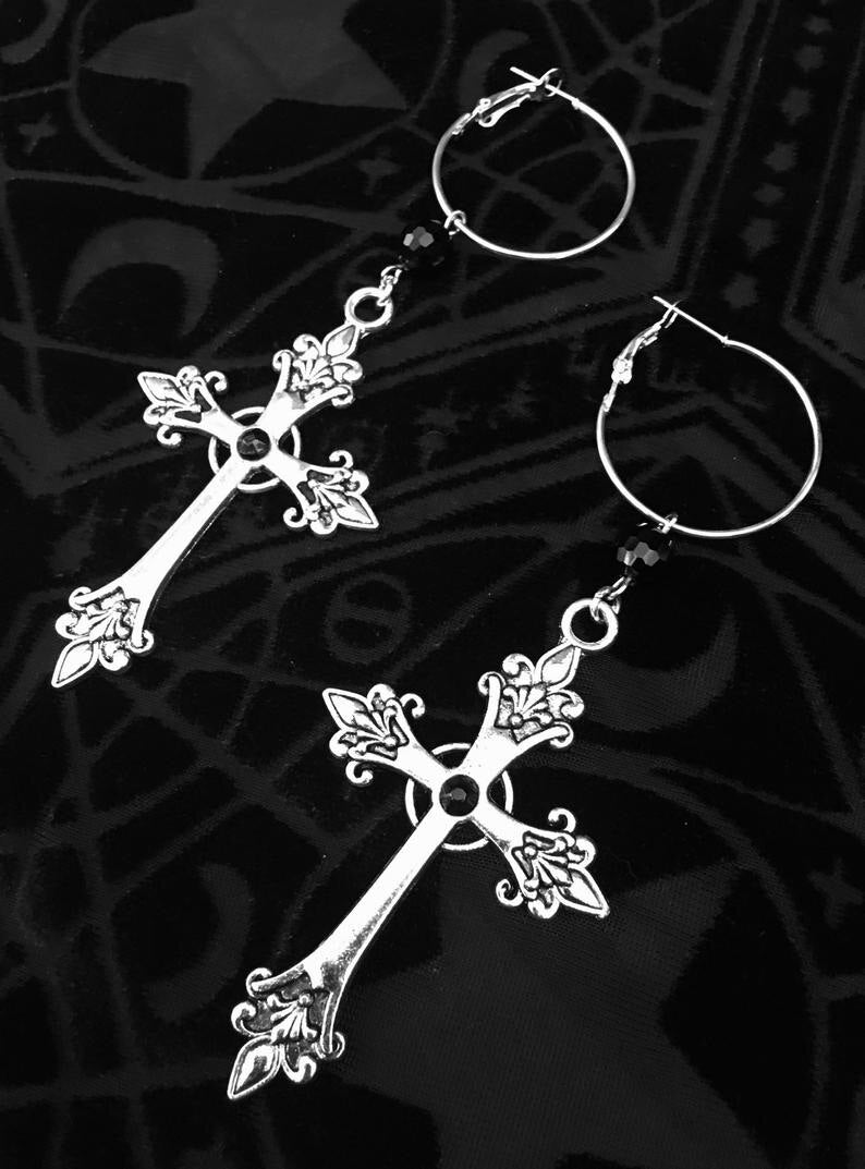 Black Cross Earrings