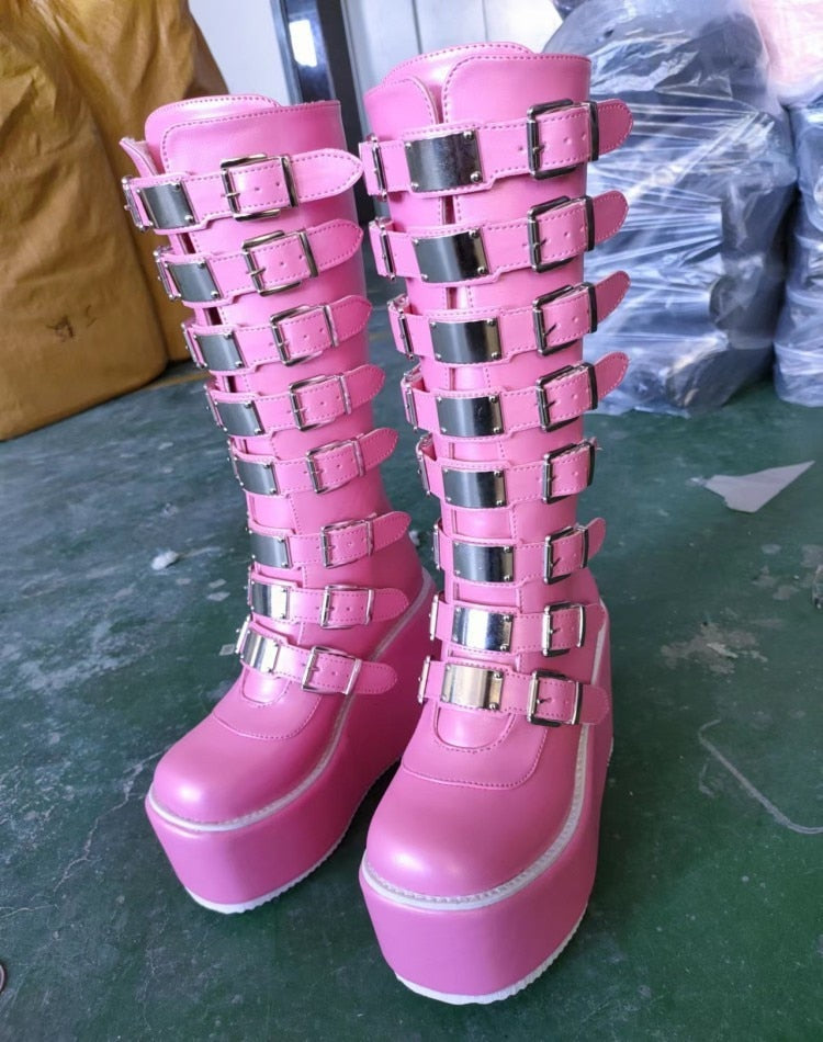 Knee High Buckle Boots