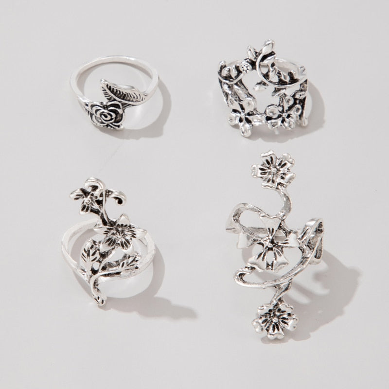 4 Floral Rings