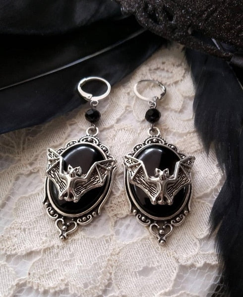 Bat Cameo Earrings