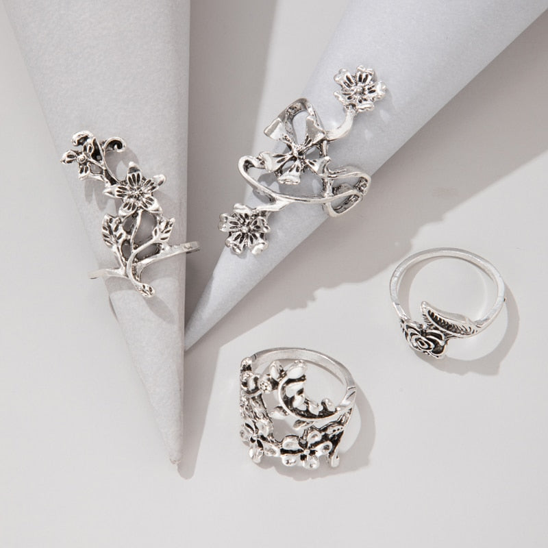 4 Floral Rings