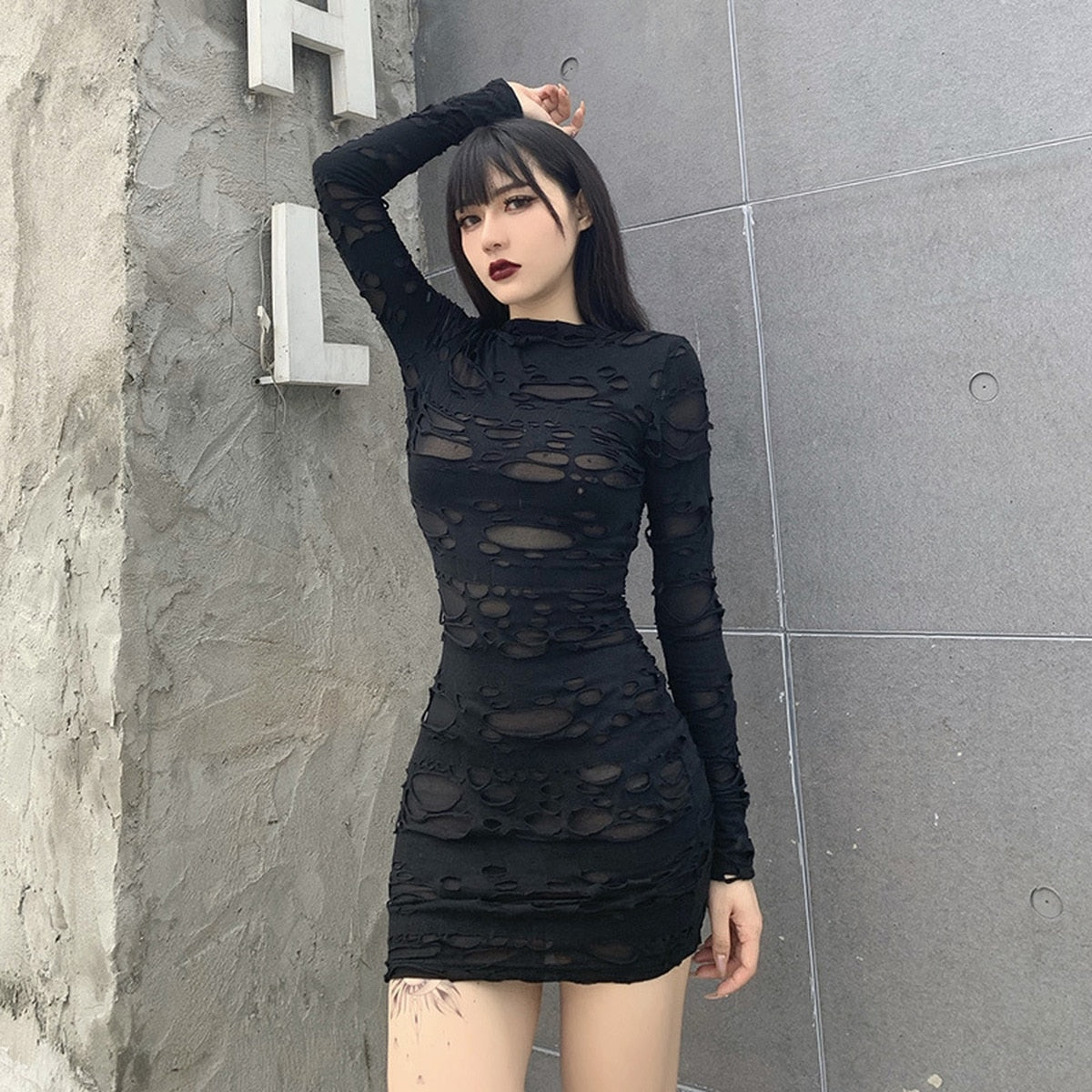 Distressed Bodycon Dress