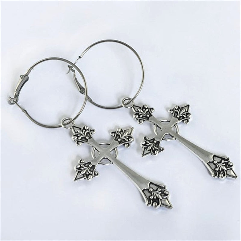 Black Cross Earrings