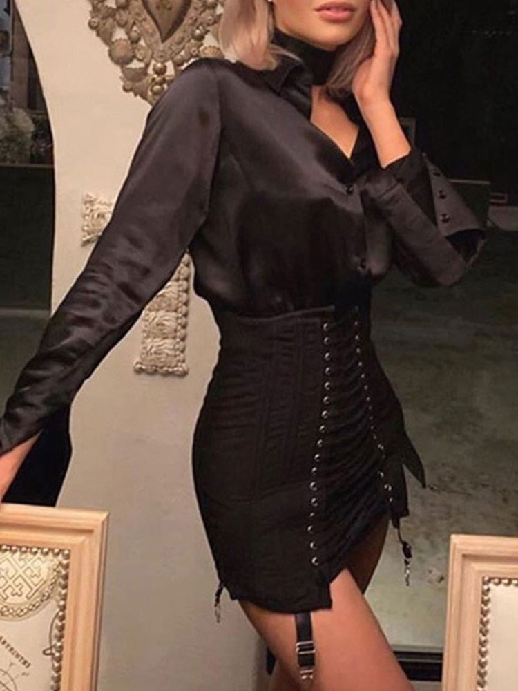 Lace Up Mini Skirt