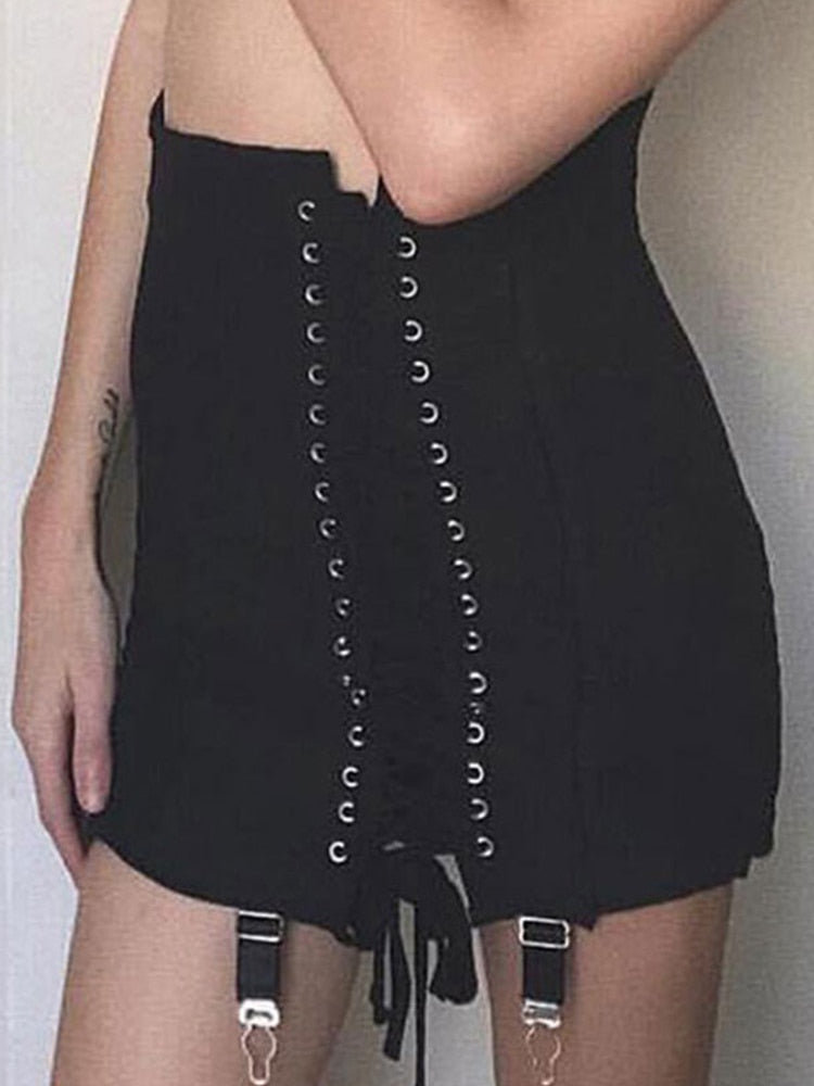 Lace Up Mini Skirt