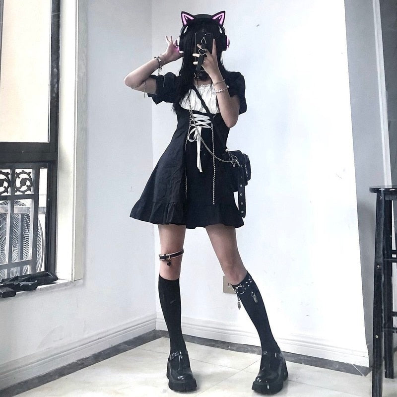 Lace Up Maid Dress