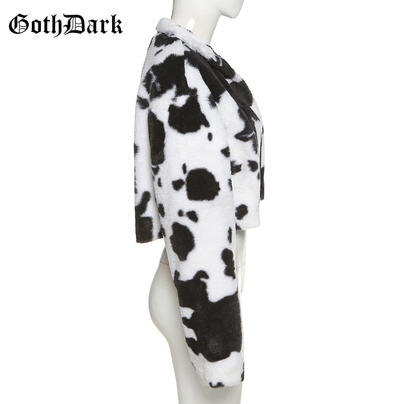 Faux Fur Jacket Cow Print
