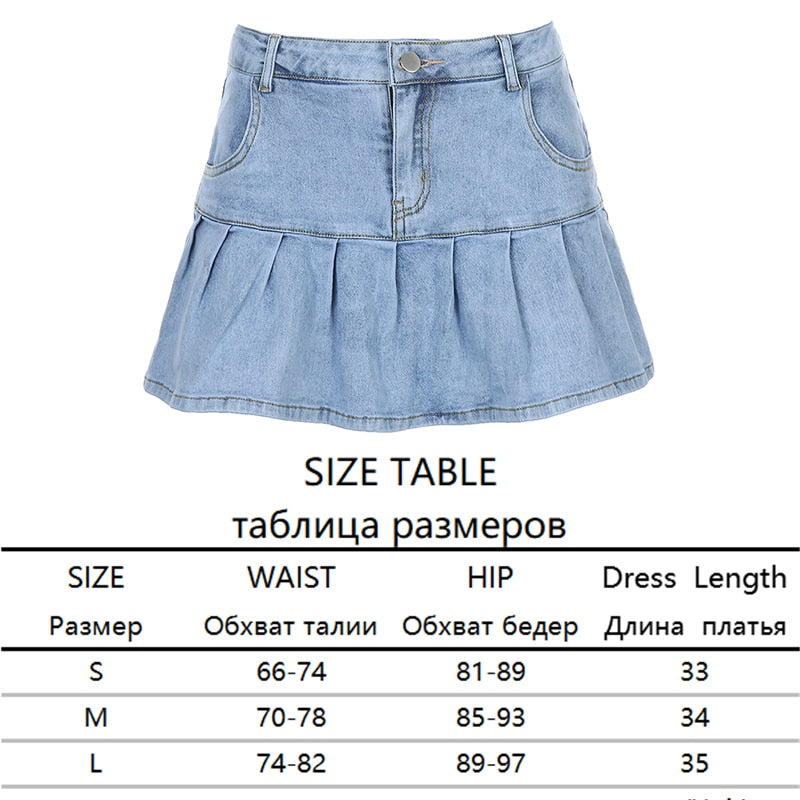 Pleated Denim Skirt
