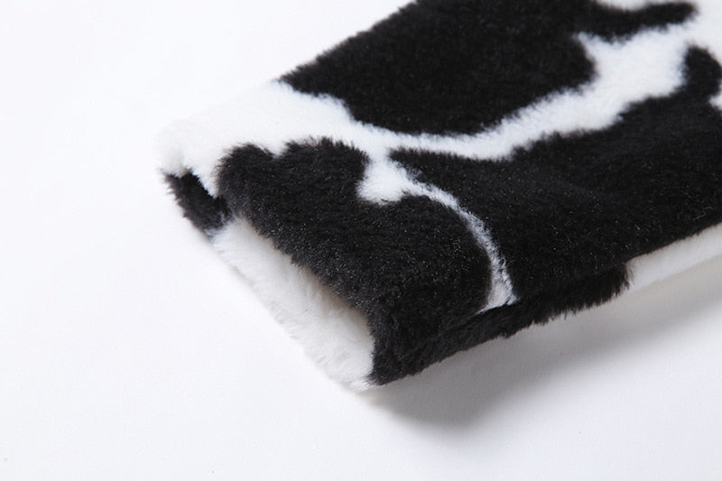 Faux Fur Jacket Cow Print