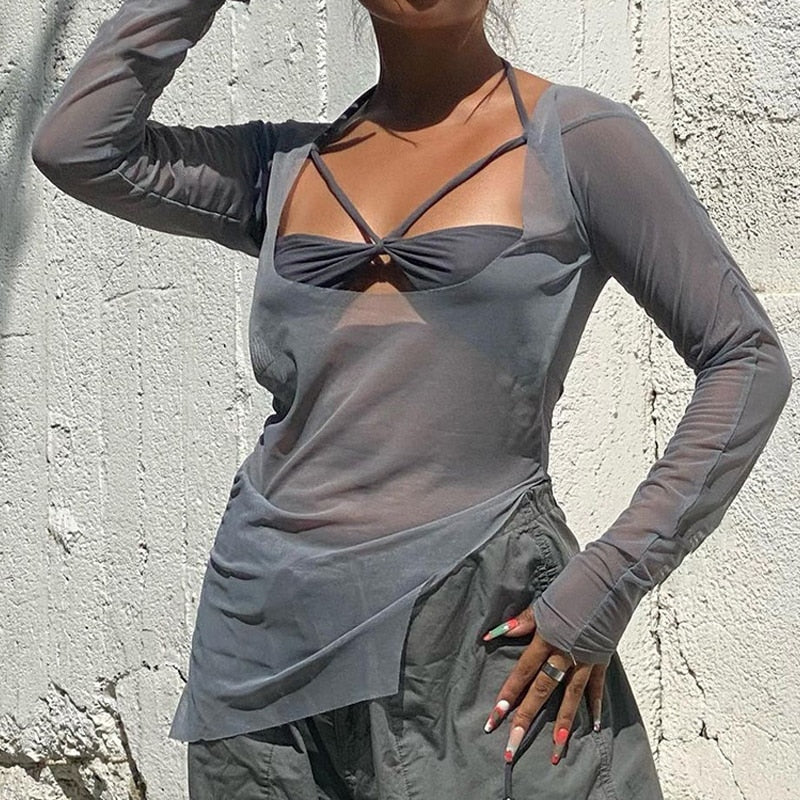 Sheer Long Sleeved Top
