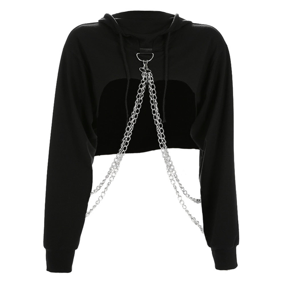 Cropped Hoodie with Chains