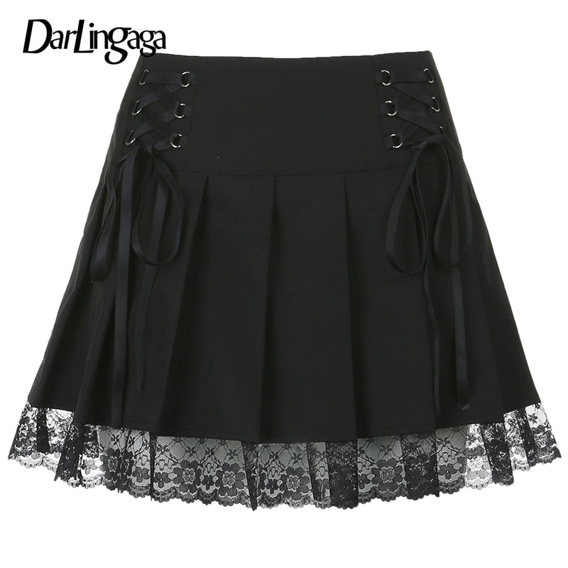 Pleated Lace Up Skirts