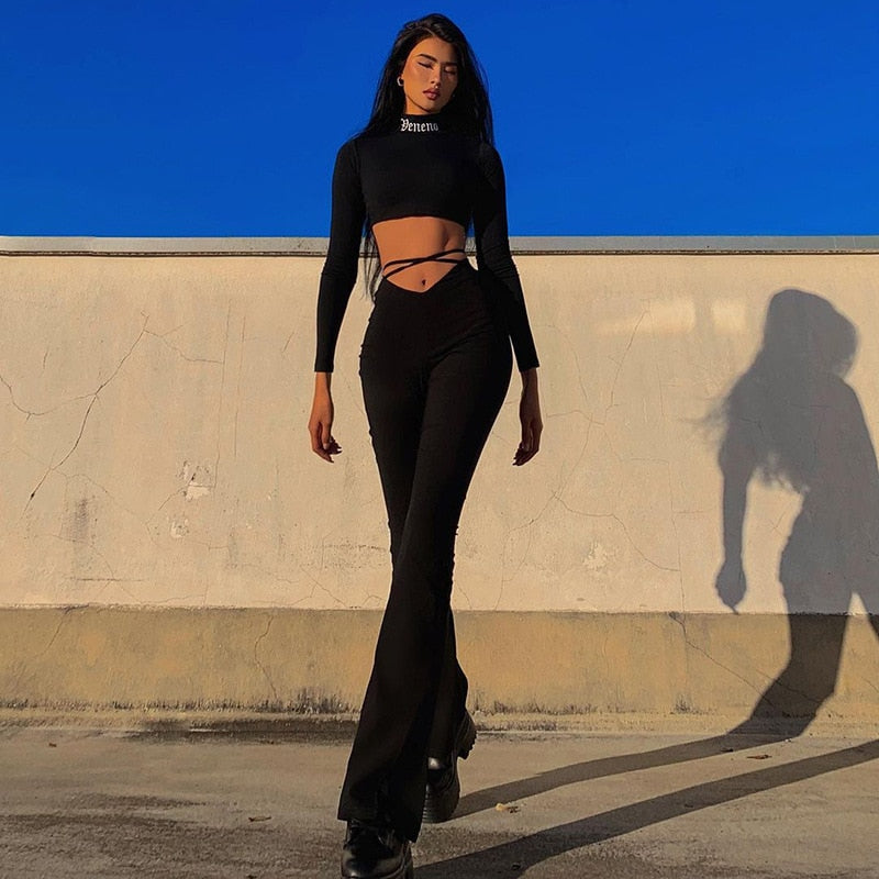 Flared V Waist Pants