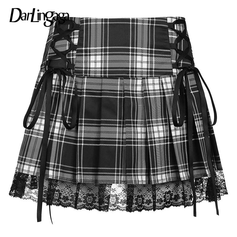 Pleated Lace Up Skirts