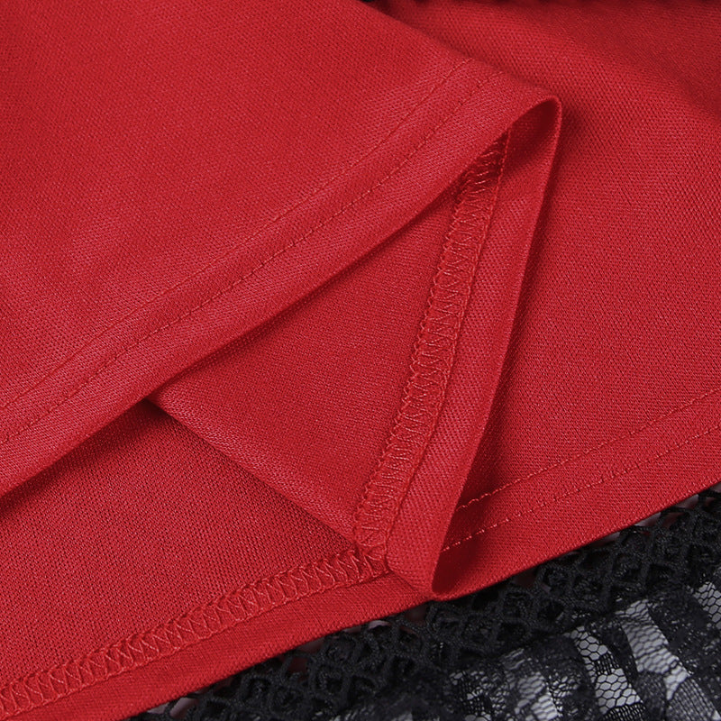 Red Mesh Mini Dress