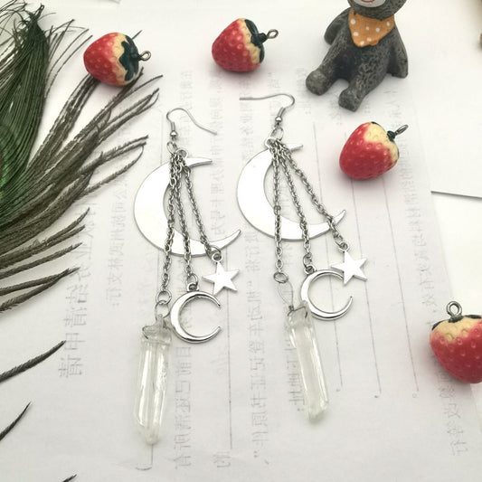 Moon Crystal Star Earrings