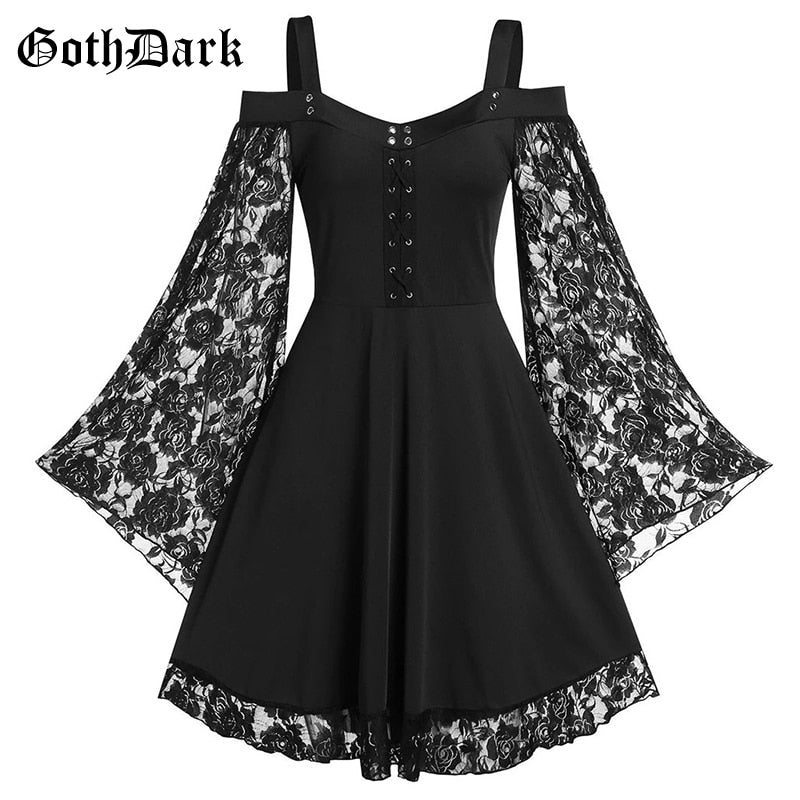 Lace Flared Sleeve Dress