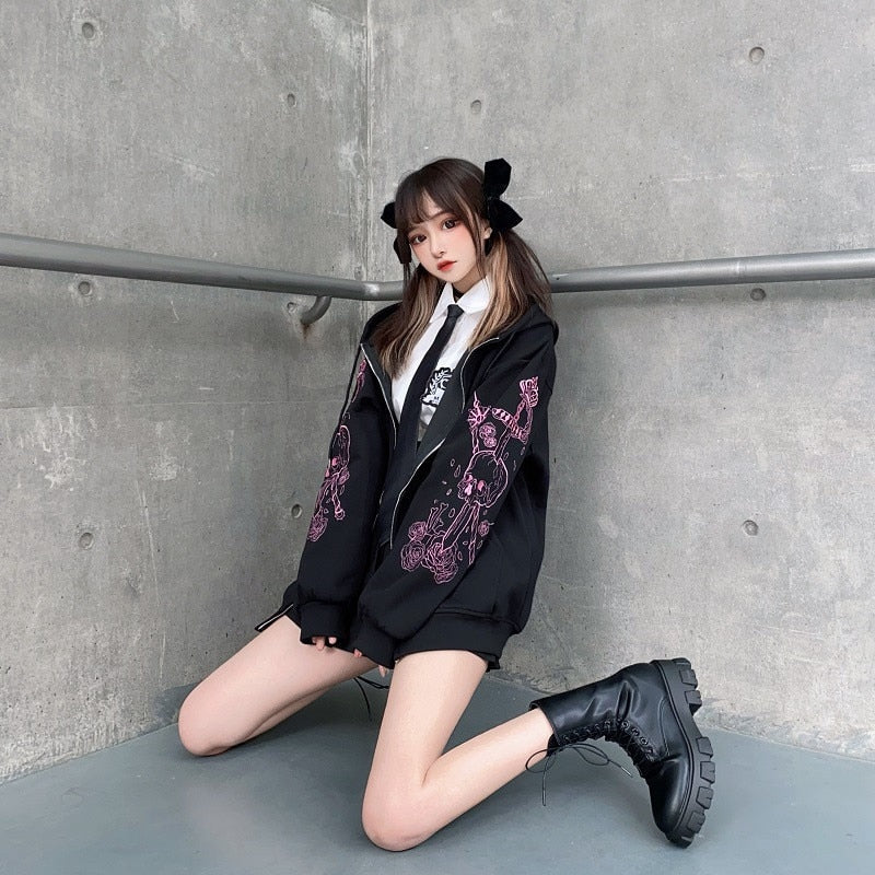 Bedazzled Butterfly Skeleton Zip Up