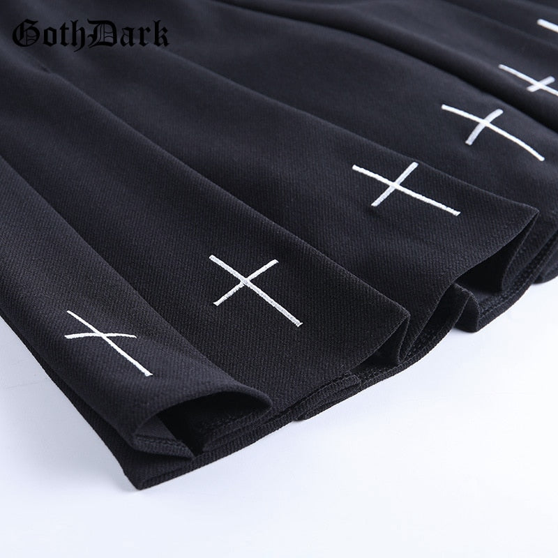 Cross Decal Pleated Skirt