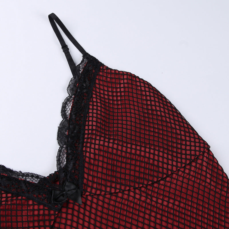 Red Mesh Mini Dress