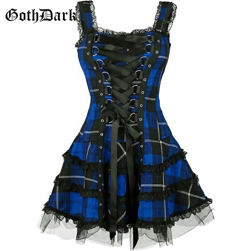 Ruffled Plaid Sleeveless Dress