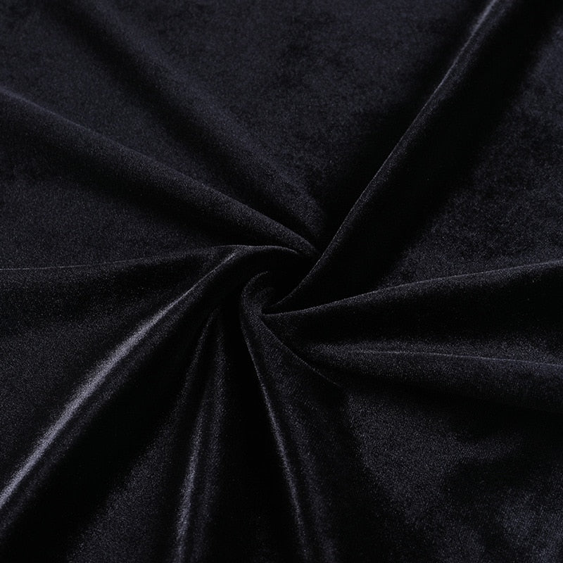 Velvet Dress with Long Lace Sleeves