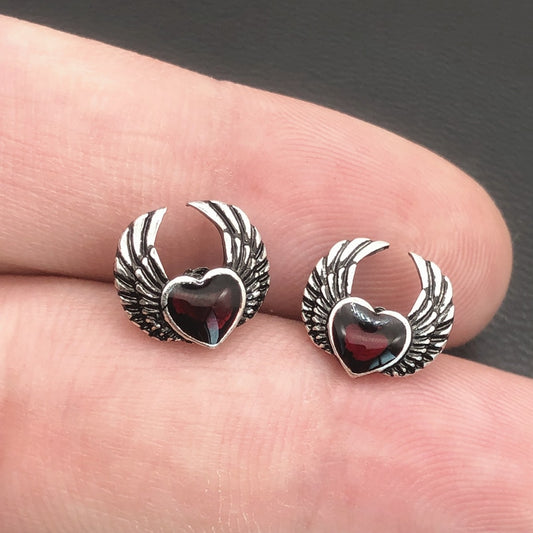 Heart Wing Stud Earrings