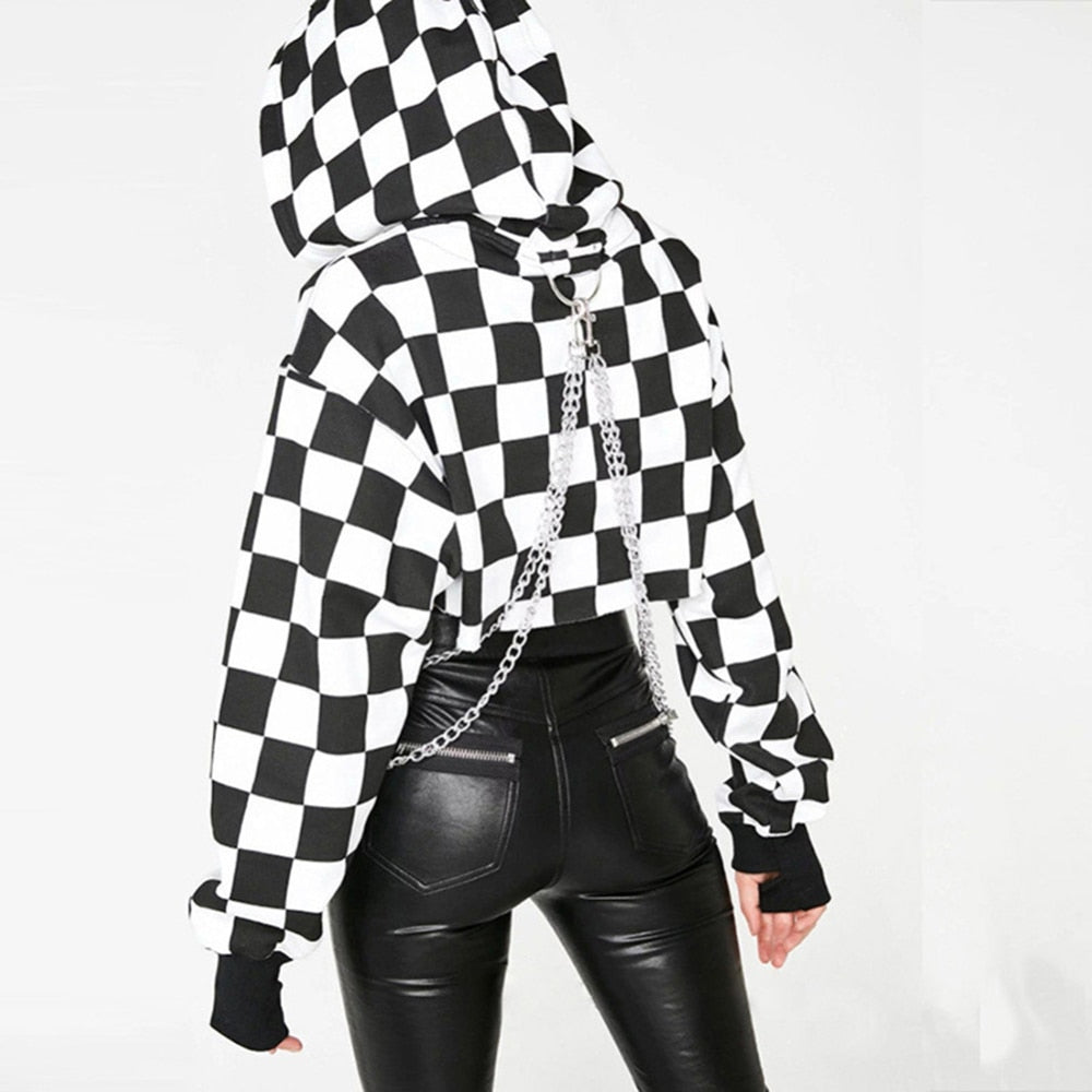 Cropped Hoodie with Chains