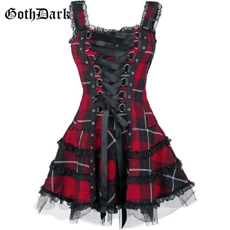 Ruffled Plaid Sleeveless Dress