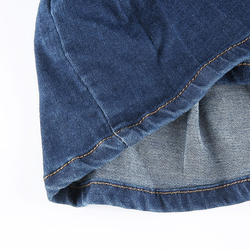 Pleated Denim Skirt