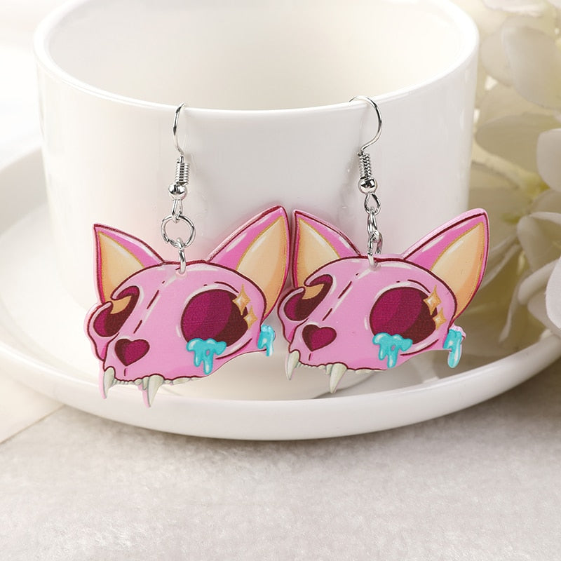 Pastel Goth Cat Earrings