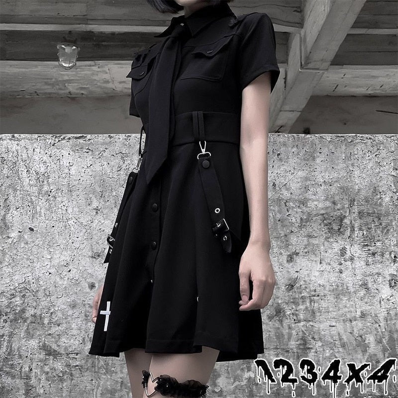Pleated Dress with Tie