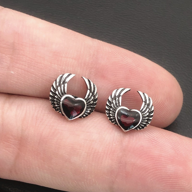 Heart Wing Stud Earrings