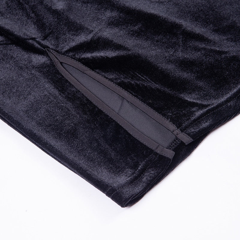 Short Velvet Slit Leg Kimono Dress