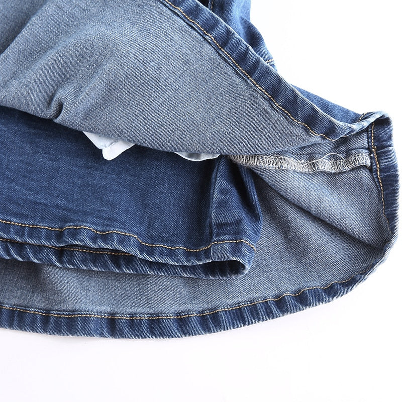 Pleated Denim Skirt